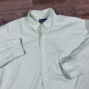 Ralph Lauren‎ Shirt Mens XXL Green Long Sleeve Classic Fit Small Pink Pony Logo